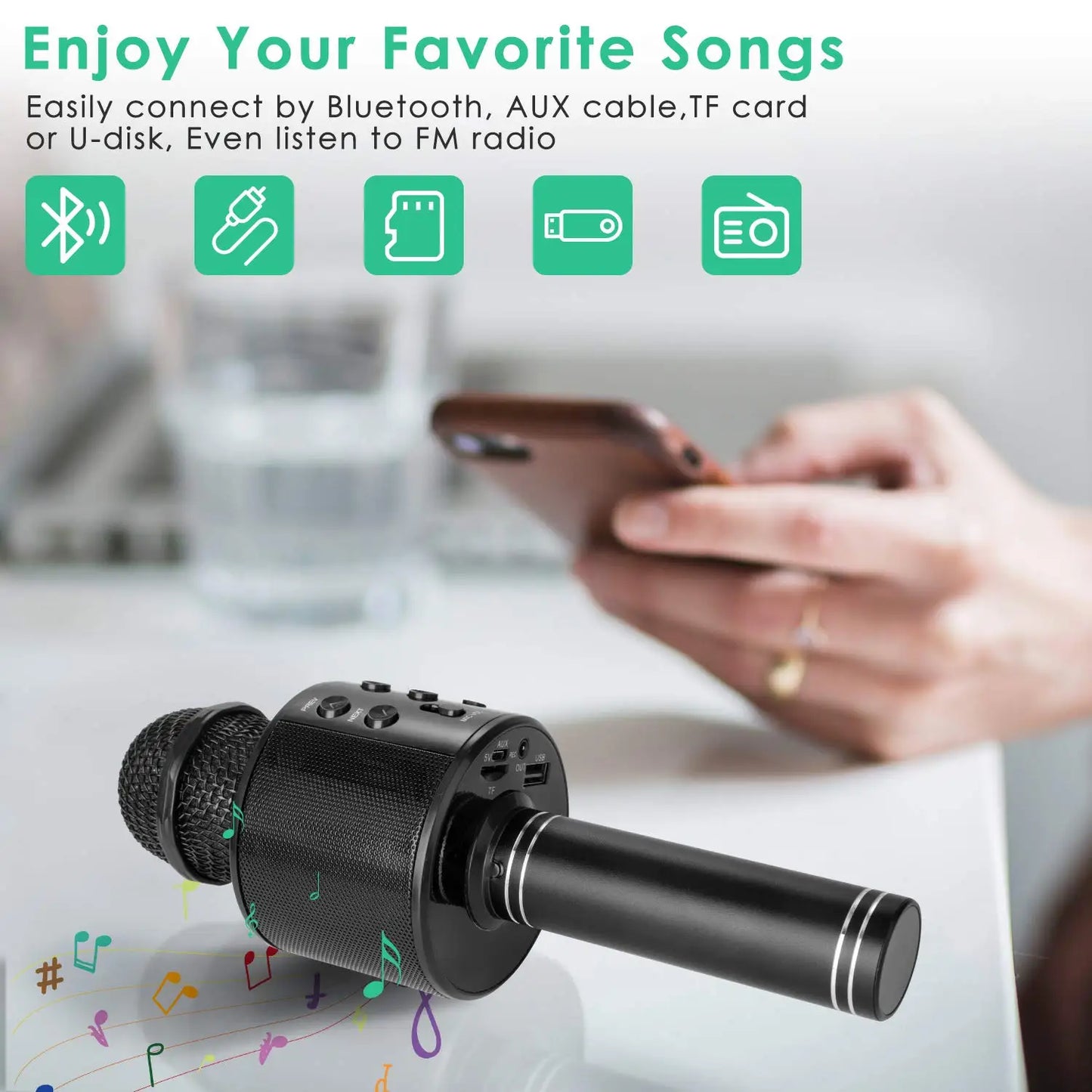 Wireless Karaoke Microphone with Speaker