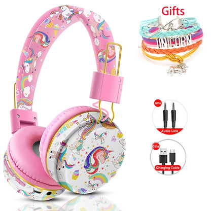 Wireless Headphones with Mic Rainbow Unicorn