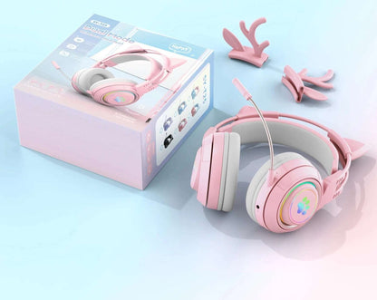 2 in 1 Cute Antlers/Cat Ears Wireless Bluetooth Headphones