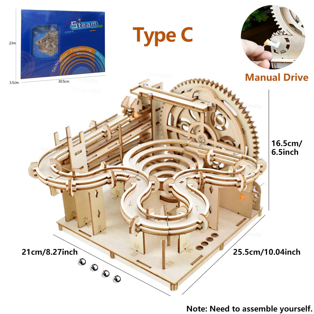 3D Wooden Marble Run Puzzle Model Kit