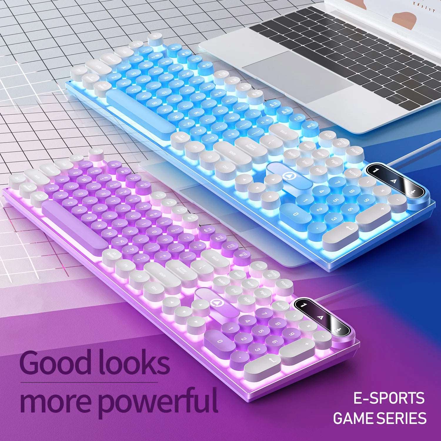 Typewriter Round 104 Keys Gaming Wired Keyboard