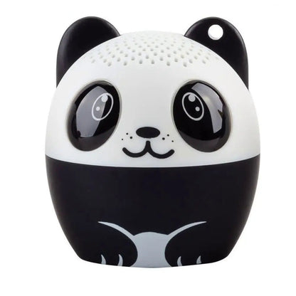 Panda-shaped Bluetooth speaker with a white and black design on a white background
