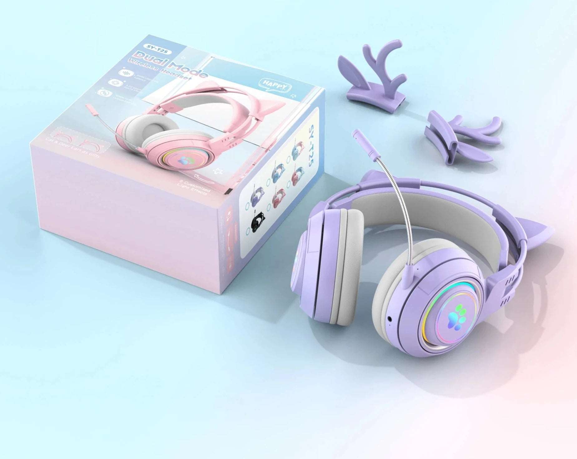 2 in 1 Cute Antlers/Cat Ears Wireless Bluetooth Headphones