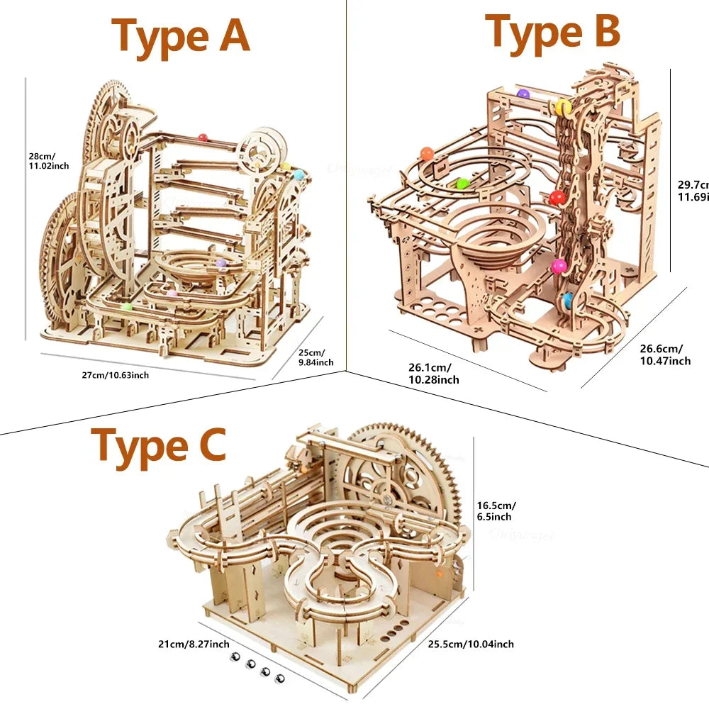 3D Wooden Marble Run Puzzle Model Kit